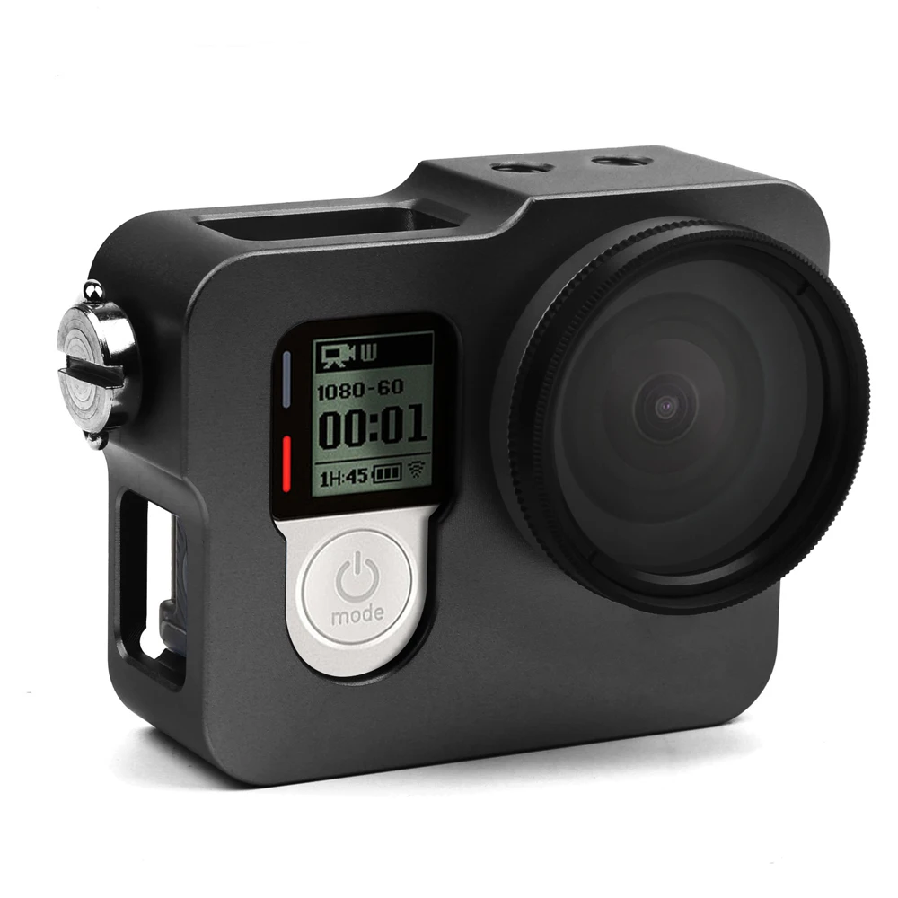 

Aluminum Alloy Frame Housing Case Protective Rugged Cage with Go Pro 4 UV Lens Cap for GoPro Hero 4 Silver Black Camera