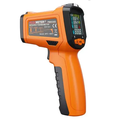 PEAKMETER PM6530D ЖК-дисплей ручной инфракрасный термометр-50 ~ 800 с влажностью и точкой