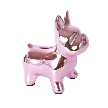 

1pc Cute Dog Shape Piggy Bank Ceramic Coin Bank Money Saving Bank Desktop Colorful Ornaments Decor Money & Banking Toy