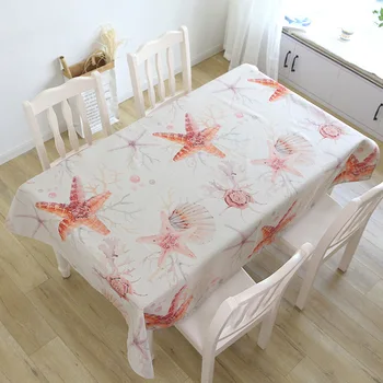 

Ocean Underwater World Tablecloth Starfish Shell Christmas Wedding Birthday Party Table Cover Rectangle Desk Cloth Covers