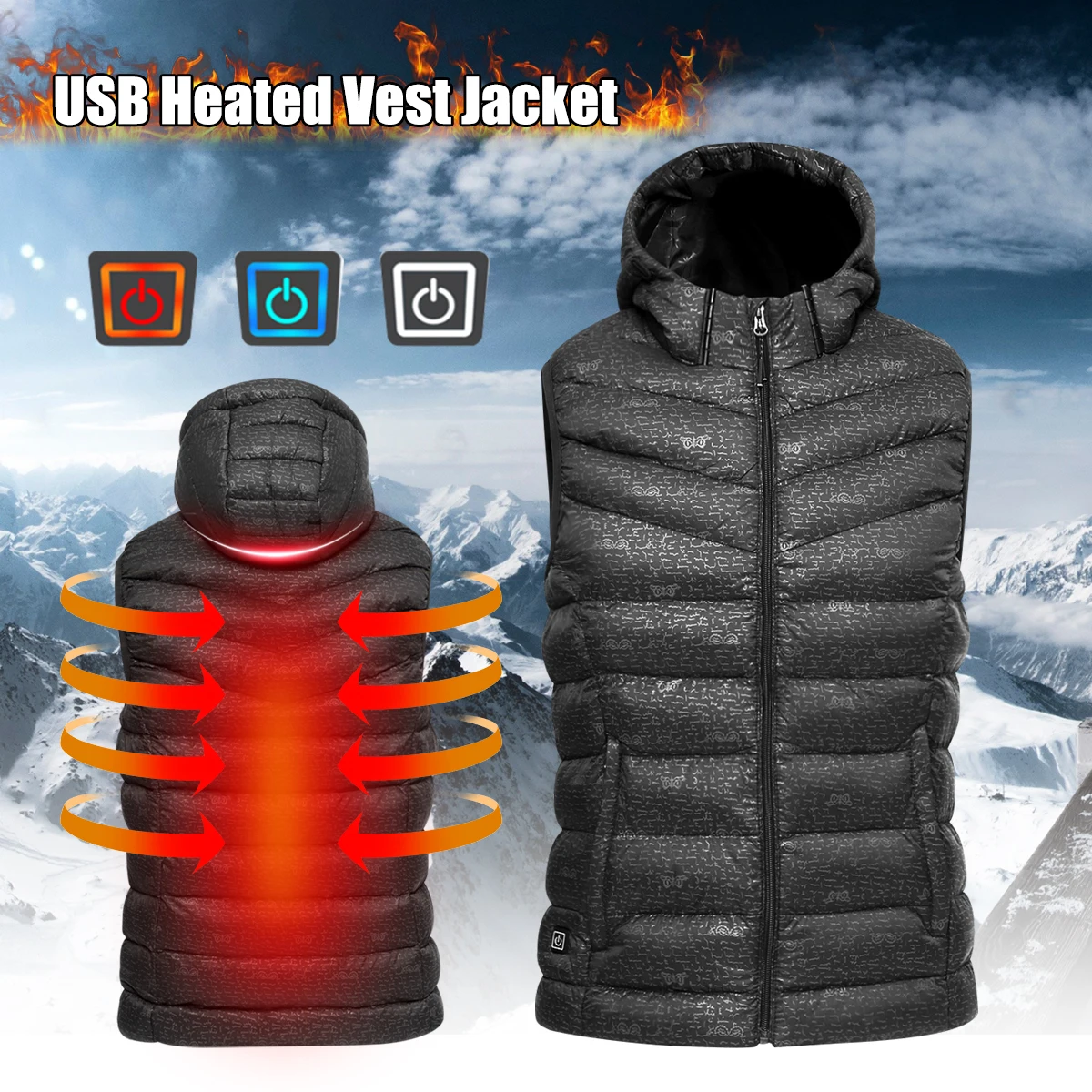 

Outdoor Warm Electric Heated Clothing Riding Skiing Fishing USB Charging Electric Heated Vest Outdoor Keep Warm Accessories