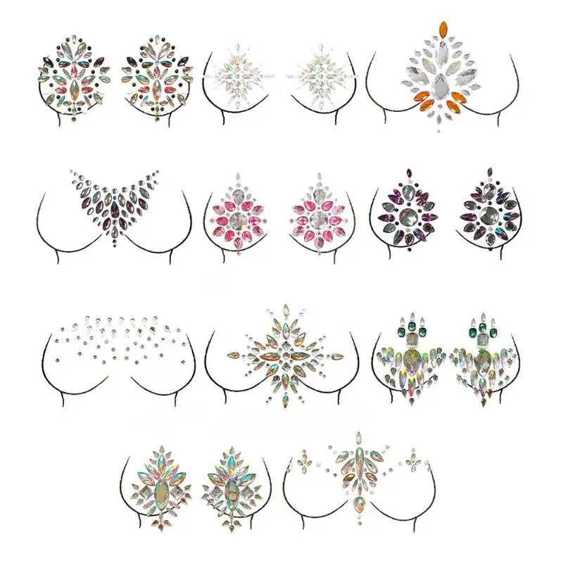 

Acrylic Body Adhesive Gems Nipple Jewel Crystal Chest Sticker Stage Decor