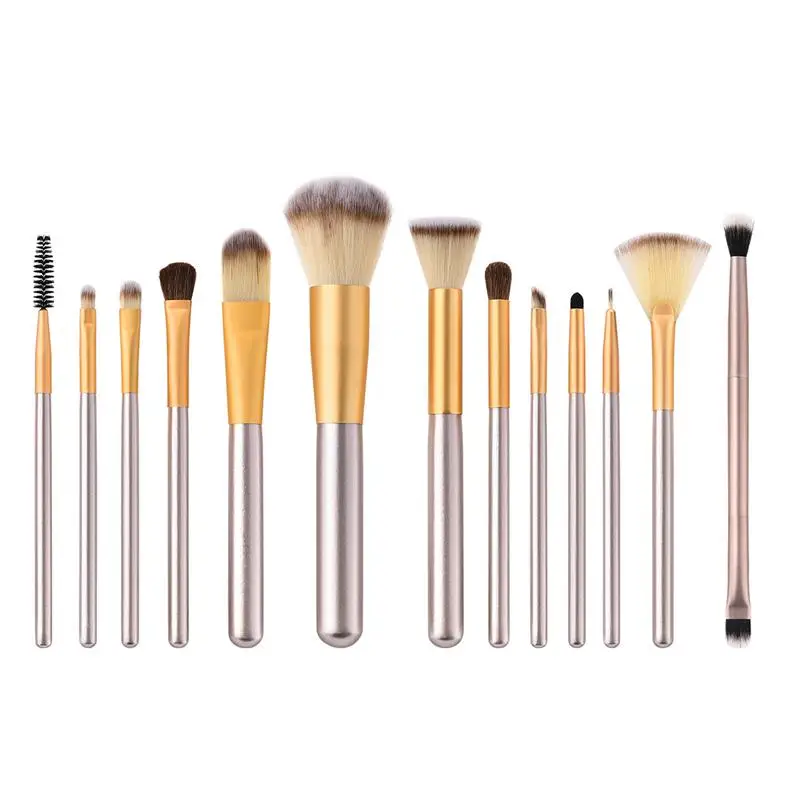 13Pcs Makeup Brush Professional Nylon Bristles Wooden Handle Blush Brush Cosmetics Brush Powder Brush Kit for Women Ladies Girls