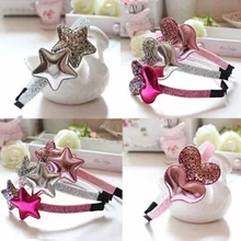 Hairband crianças ouro único presentes crianças 1 pc estrela graciosa coração meninas lantejoulas rosa vermelho prata festa de casamento rosa