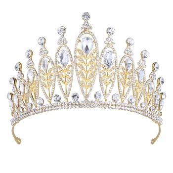 

Baroque Bridal Crown Large Bridal Crown Rhinestone Alloy Headwear Wedding Headdress for Girl Woman Lady (18k, White)