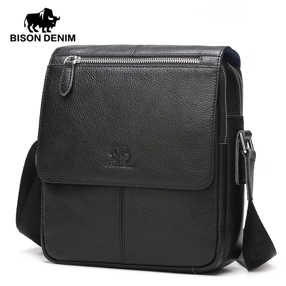 

BISON DENIM Brand Handbag Men Shoulder Bags Genuine Leather Men's Briefcase Cowhide Business Casual Messenger Bag Free Ship