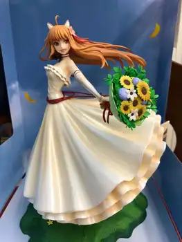 

24cm Anime Action Figure Marchant Mcats Spicy Wolf Spice and Wolf Holo White Weeding Dress Ver Model Beauty Girl Decorate Doll