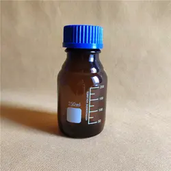 3 шт. 250 мл реагент бутылка, янтарный бутылка содовой, окончил хранения бутылочки с GL45 синий screwcap, янтарный стекло бутылки