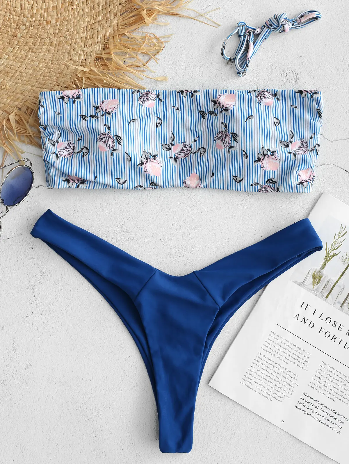 

ZAFUL Bikini Womens Halter Brazilian Push Up Swimwear Bikini Tribal Bandeau Floral Diamonds Stripe Bathing Suit Beach Wea Bikini
