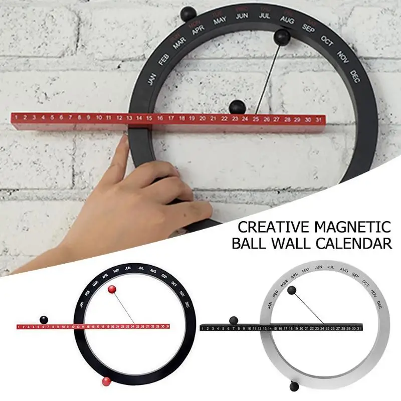 

Creative Magnetic Ball Wall Clock Perpetual Wall Calendar Novelty Home Decor European Style Living Room Bedroom Ornaments 2019