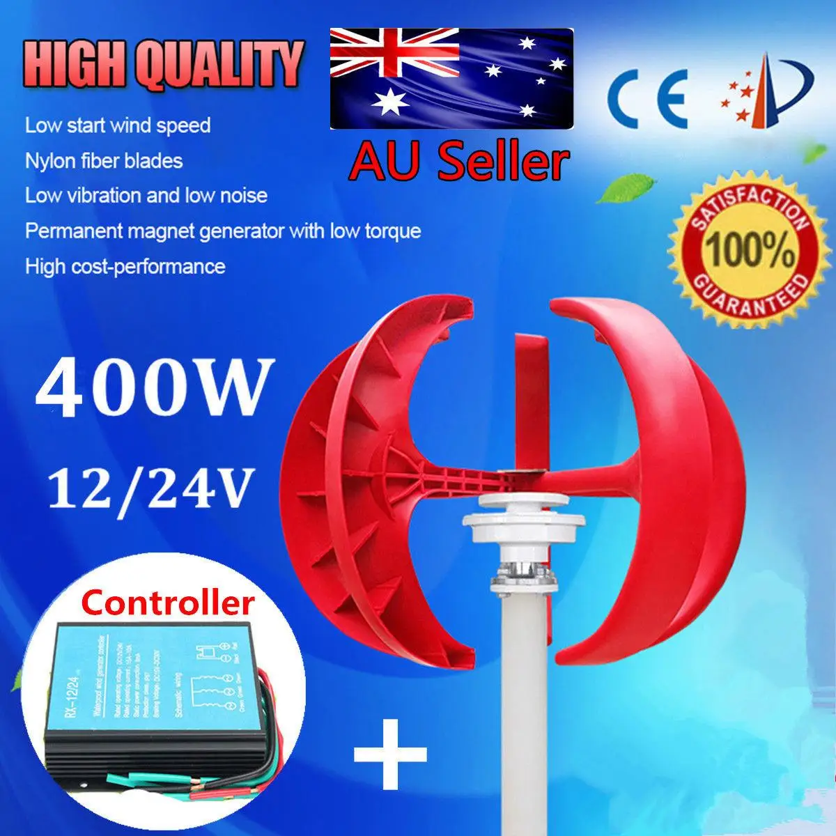 

Max 600W 12V 24V 5 Blades Wind for Turbine Generator Five Wind Blades Option Wind Controller Gift Fit for Home Or Camping