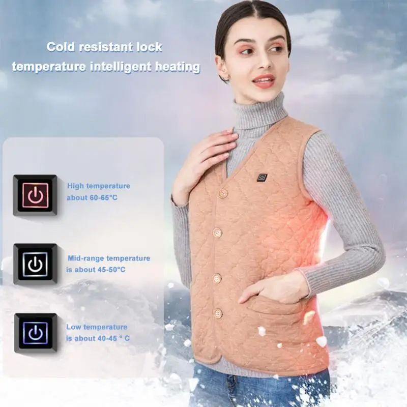 

Outdoor Winter Warm USB Electric Heated Vest Men Women Thermal Waistcoat for Riding Skiing Fishing Infrared Heating Vest #1103