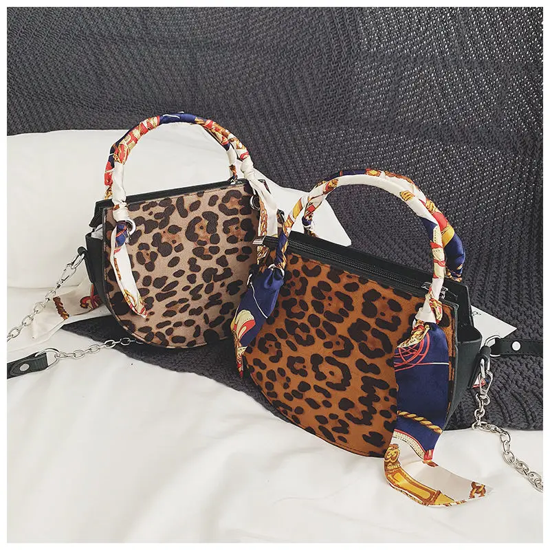 

Fashion Women Leopard Print Handbag Brand New Messenger Bags Casual Round Shoulder Bags Autumn Winter Designer Crossbody Bag
