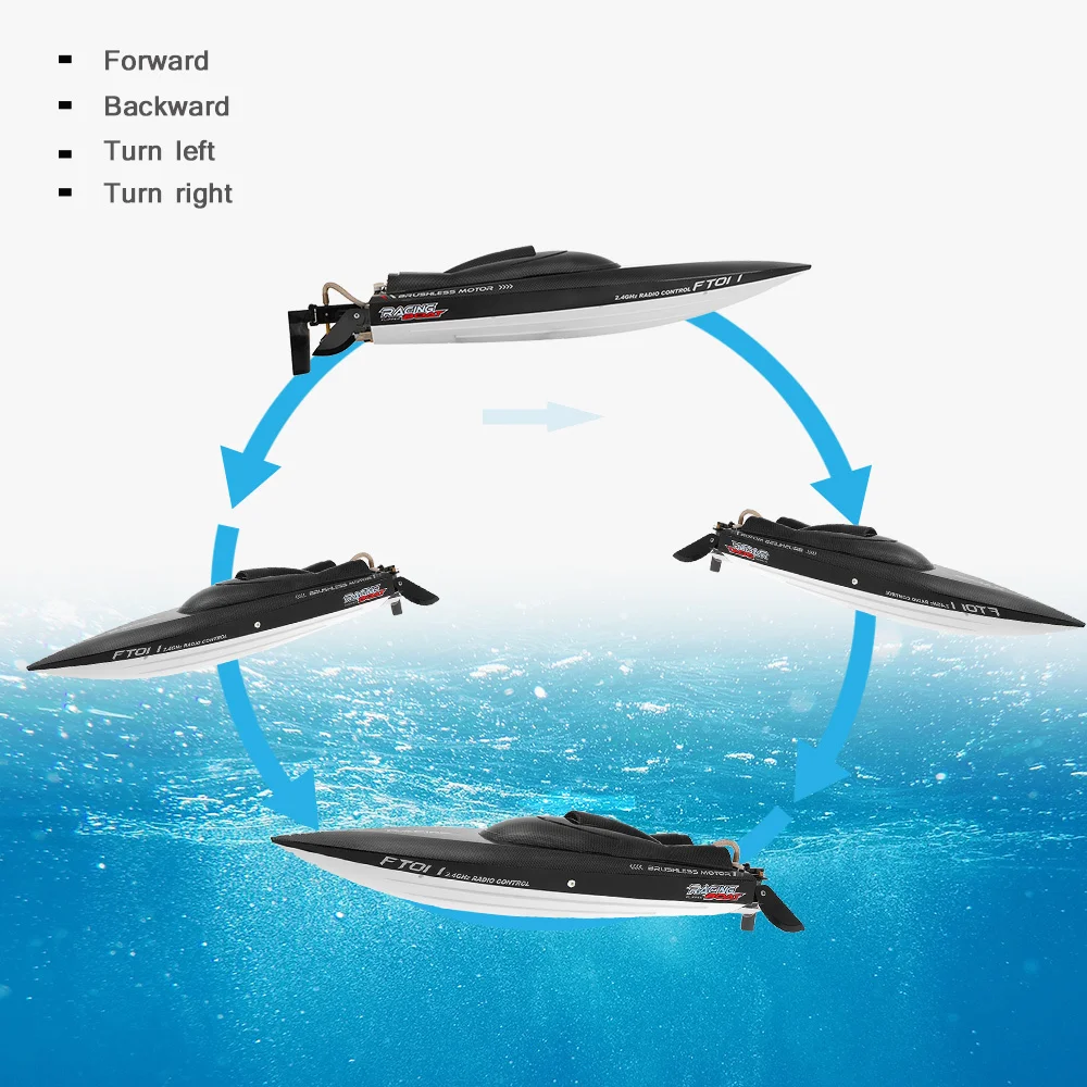 Feilun FT011 2.4G 55km/h High Speed RC Boat Racing Boat with Water Cooling Flipped Self-righting Function Ship Speedboat Toys