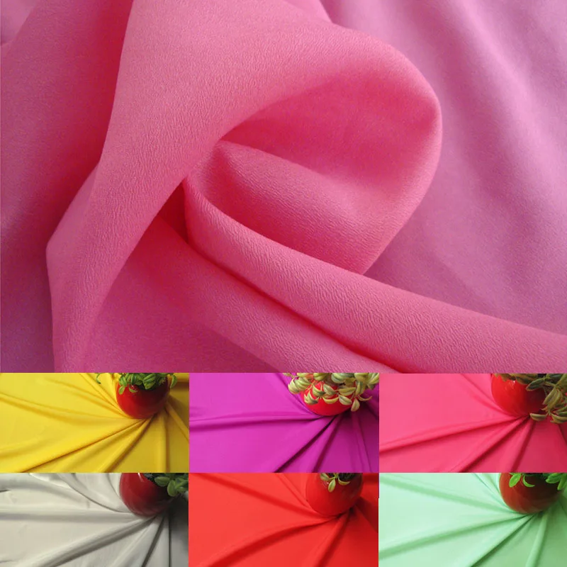 

Lining Cloth Elastic Super Soft Dress Fabric Dyed Silk Stretch Comfortable 150CM Wide Faux Silk Crepe De Chine Chiffon Fabric