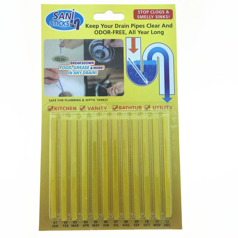 

12Pcs/Set Cleaning Sticks Sewer Rod Cleaning Tool Sewage Decontamination To Deodorant Kitchen Toilet Bathtub Drain Cleaner