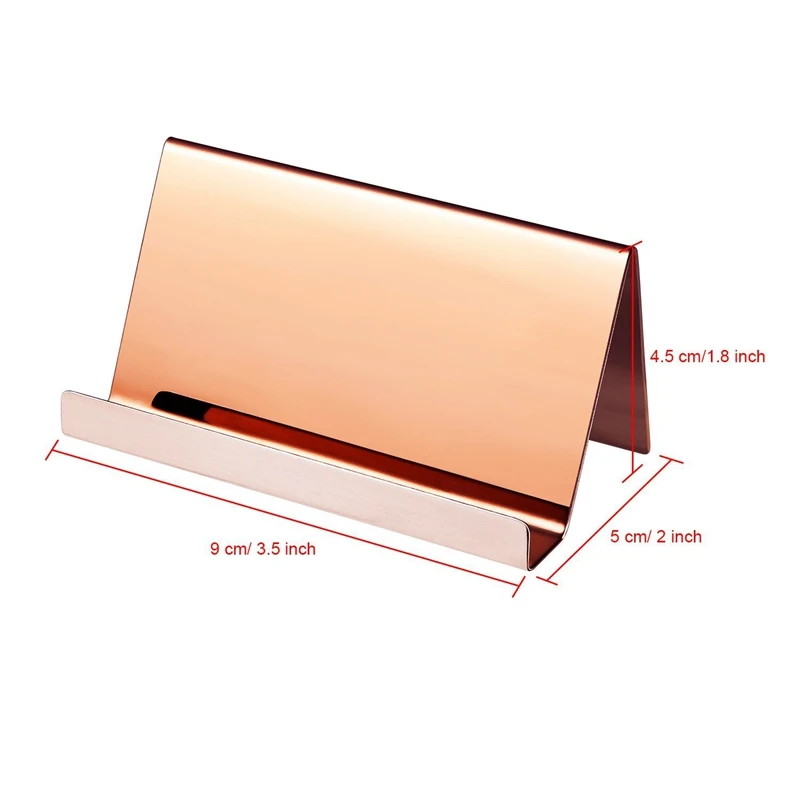 2 Упаковка, нержавеющая сталь держатели для визиток Настольный дисплей для визиток органайзер для визиток(розовое золото