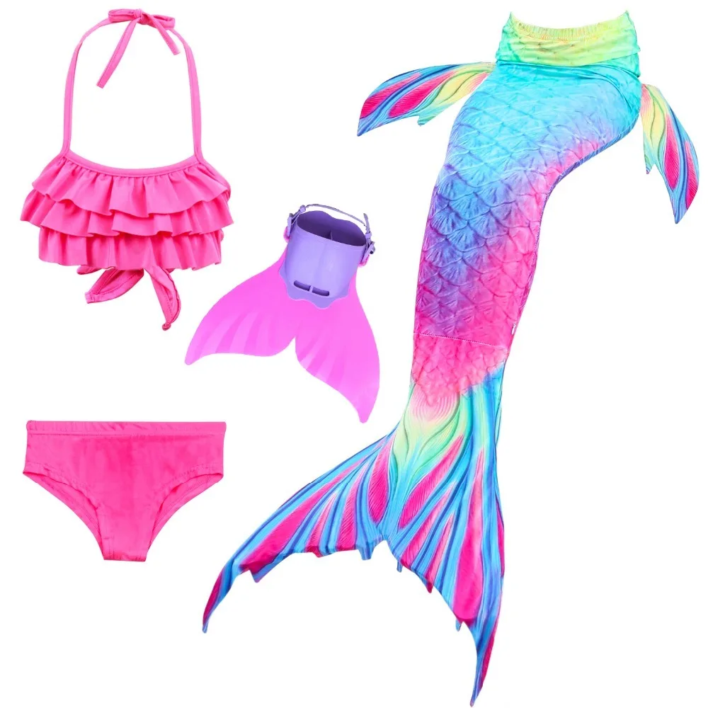 

Children Mermaid Tails With Monofin Girls Kids Costumes Cosplay Swimmable Bathing Suit Little Mermaid Swimsuit For Swimming