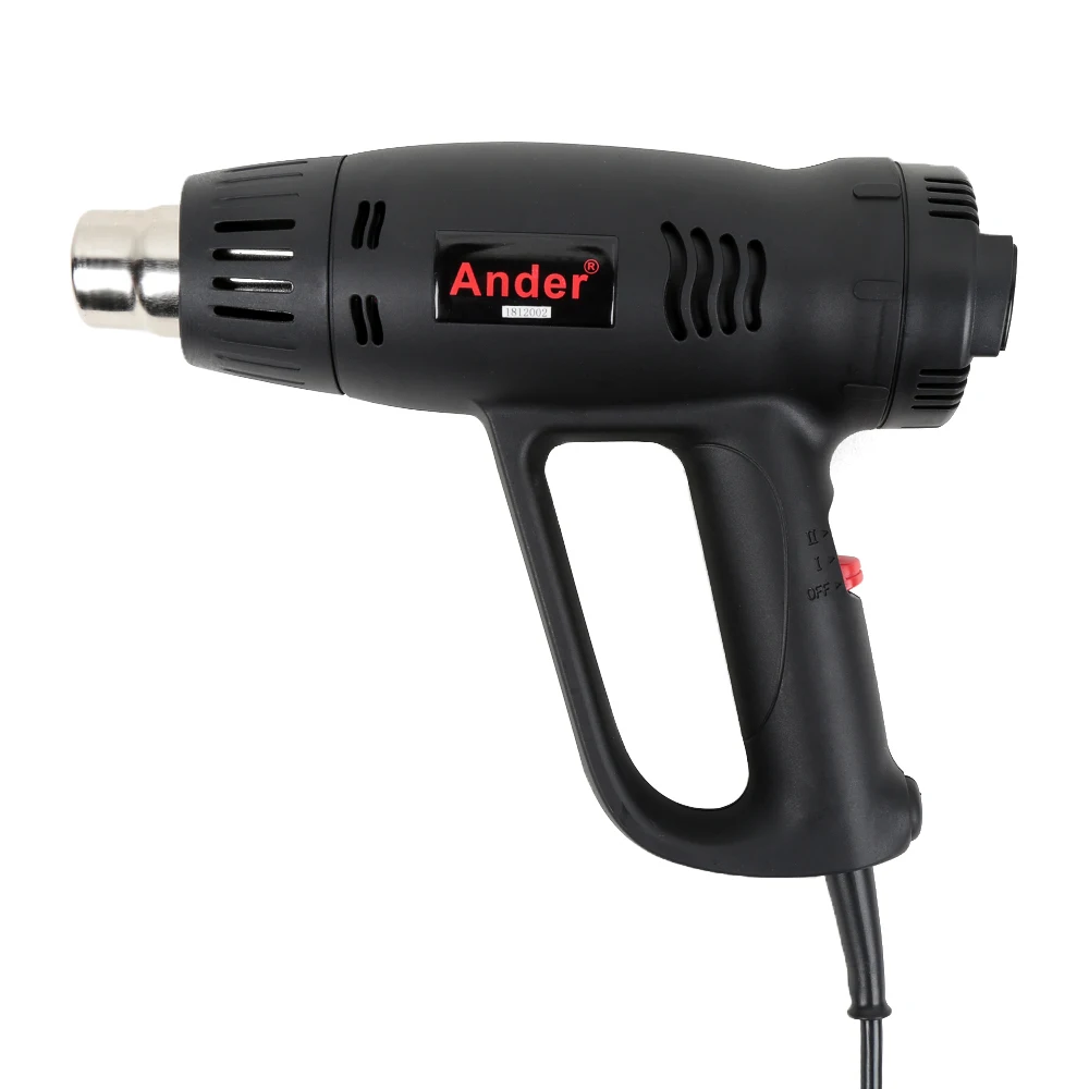 

2000W Industrial Electric Hot Air Heat Gun Shrink Wrapping with Thermoregulator Two speeds Power Tools with 2 Replacement Head