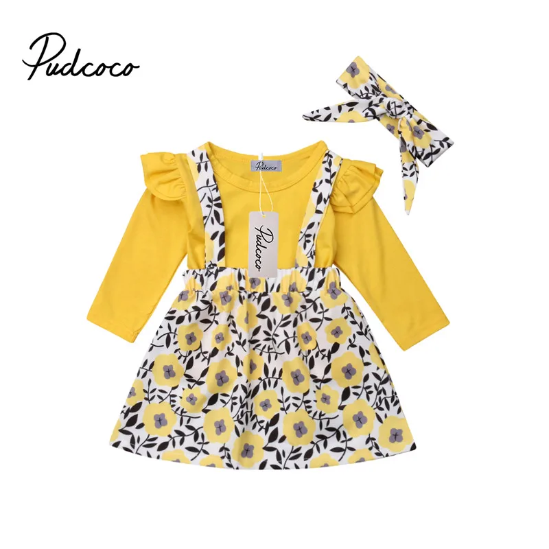 1 6Y Toddler Baby Girls Clothing set fashion Cotton Ruffles Tops Floral Suspender Shirt Outfits