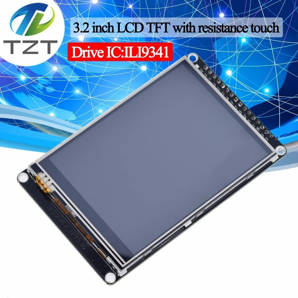 Дешево TZT 3,2 дюймов font b lcd b font TFT с сопротивлением сенсорный экран ILI9341 для STM32F407VET6 макетная плата черный