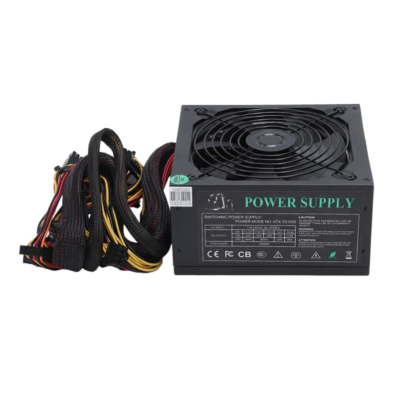 165 260V макс 1000W Питание Psu Pfc 14 см бесшумный вентилятор 24Pin 12V компьютер Sata консоль