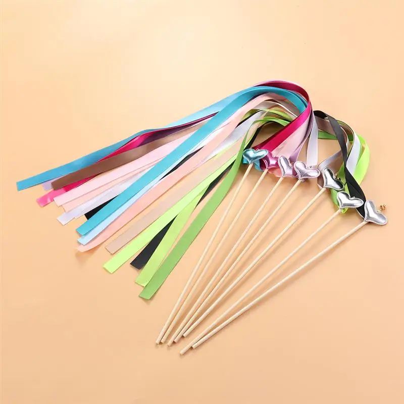 Ribbon Sticks Creative Loving Heart Streamers Wands Fairy Sticks Ribbon