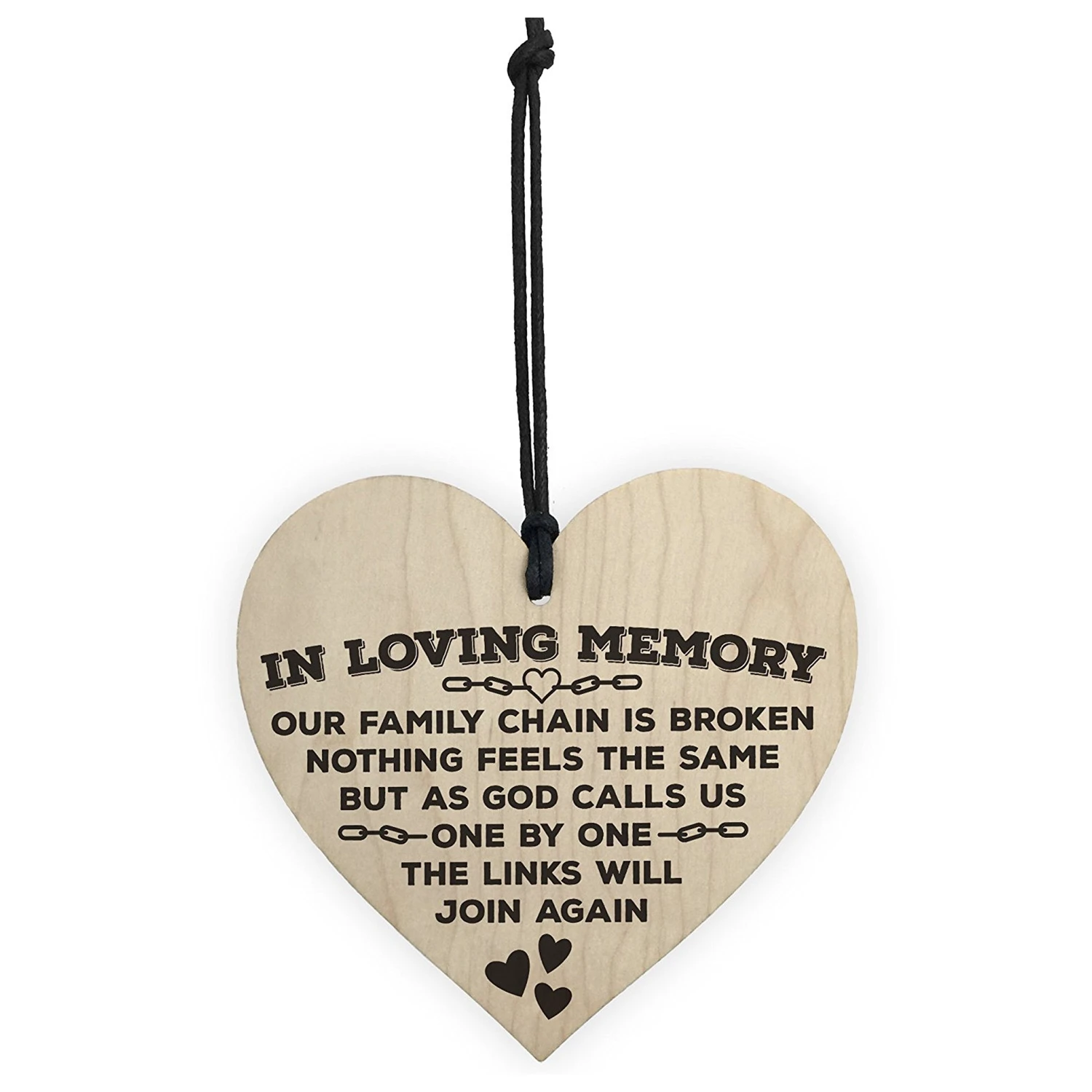 In Loving Memory Of Family Wooden Hanging Heart Memorial Plaque