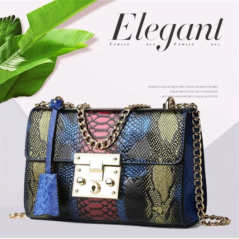 

Women Shoulder Bags 2019 Serpentine Chain Leather Purse Mini Flap Clutch Bags Luxury Design Handbag Ladies Messenger Evening Bag