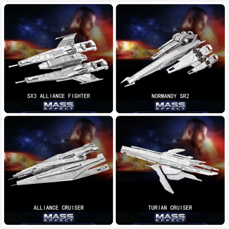 

MASS EFFECT 3D Metal Puzzles Model Normandy SR2 Alliance Turian Cruiser Jigsaw Cut Manual Homemade Adults Gift Toy Board Game