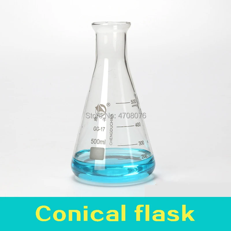 Стеклянная коническая колба из боросиликатного стекла Erlenmeyer flask Pyrex triangle объемные колбы для химических экспериментов 50-1000 мл