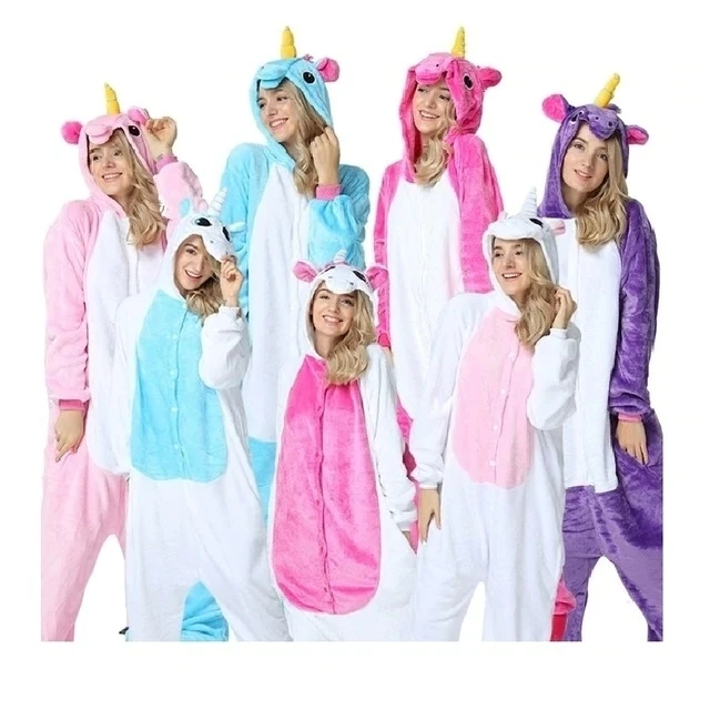 2019 пара пижамы енота пижамы комбинезон для Пижама для взрослого фланелевый Единорог onesie взрослых домашняя одежда