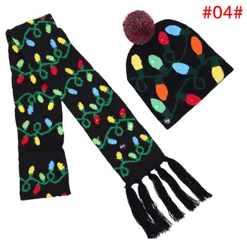 

Wedding decoration Santa Hats scarf Boys Girls Cap color Christmas Decoration Halloween LED light knit hat Christmas Party Props