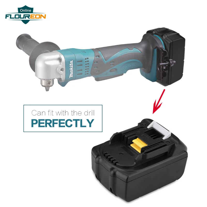 

FLOUREON 18V 3Ah 3000mAh Lithium-ion Replacement Battery for MAKITA Cordless drill 194205-3 LXT-400 BL1830 BL1815 BL1835 JR120D