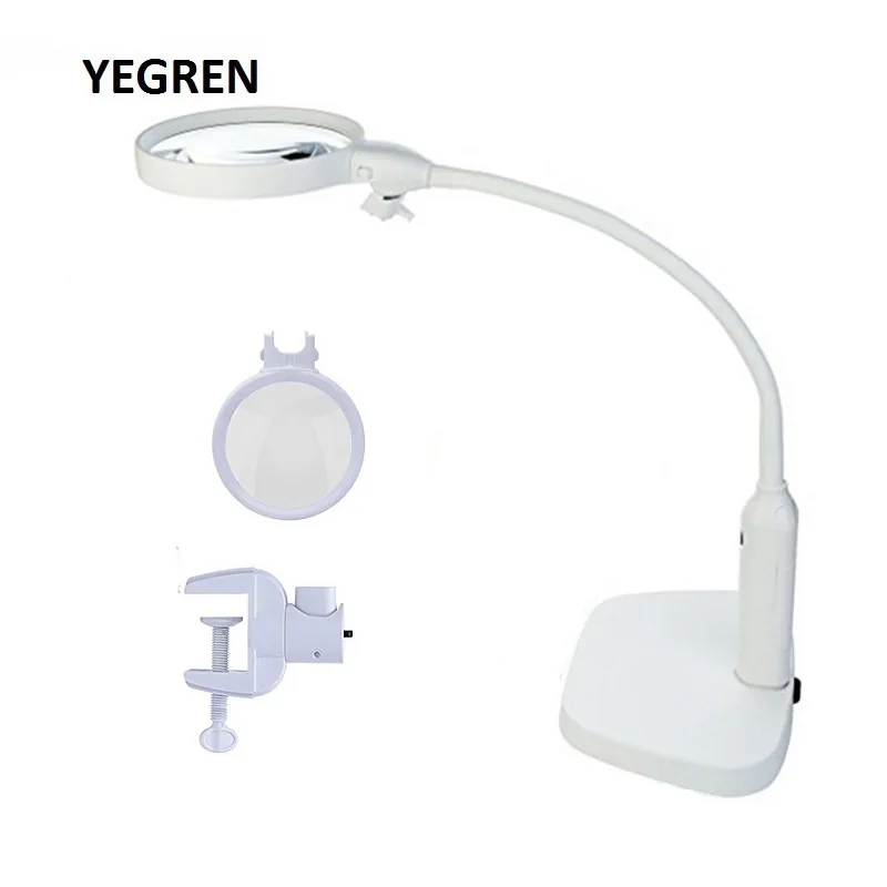 120mm LED Illuminated Desktop Table Magnifier Sewing Embroidery Clip Magnifying Glass Replaceable Reading Watching Repairing