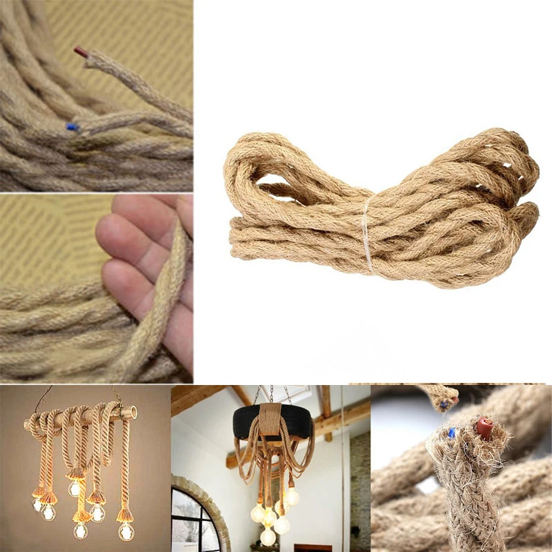 

Vintage Braided Rope Wire Electrical Cable For Edison Pendant Lamp Fitting Rope