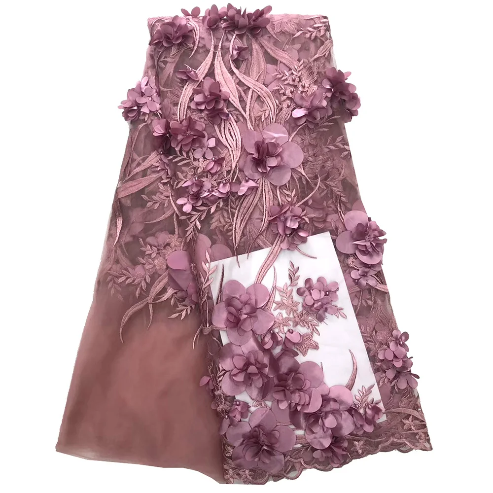 

Latest french net laces with beads 3d nigerian lace fabric 2019 high quality african tulle lace fabric wholesale purple fabric