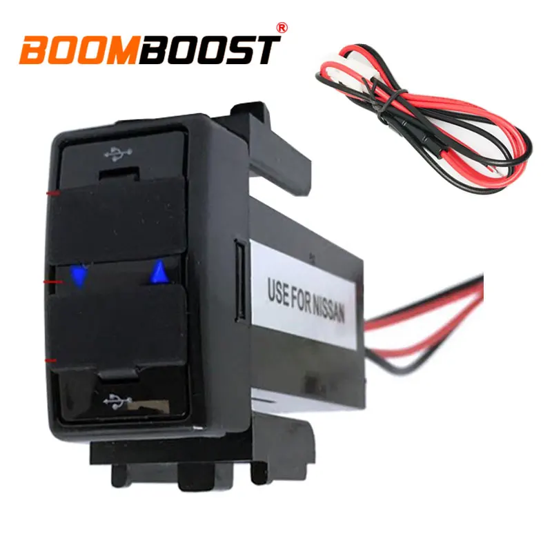 

hot Dual USB Phone Charger Socket Dashboard Phone Charger Interface Socket Car Charger Use for NISSAN 12V 2.1A