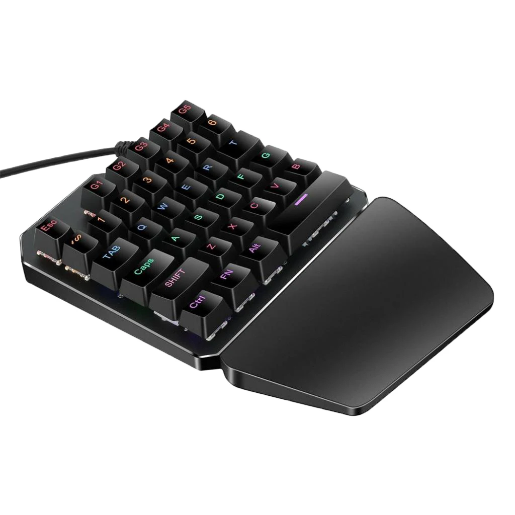 

One Hand Keyboard Mini USB Gaming Keypad Backlit Game Controller & Hand Rest