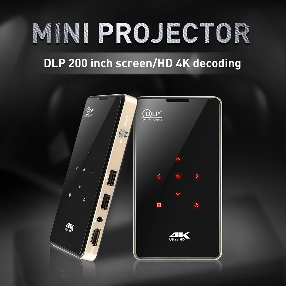 

Android 6.0 Wireless Bluetooth 2.4G/5G Wifi 4K Hdmi-In Mini Projector Support Miracast Airplay For Android Ios Phone Projector