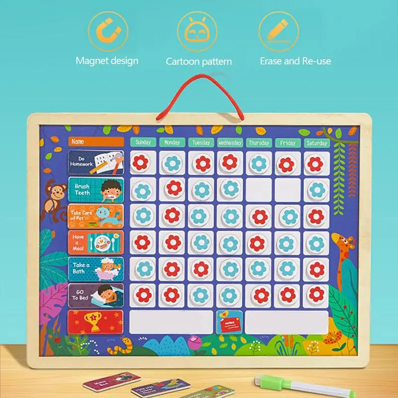 

Educational Magnetic Responsibility Chart Playboard For Children Baby Wooden Behavior Record Board Toy With Magnets