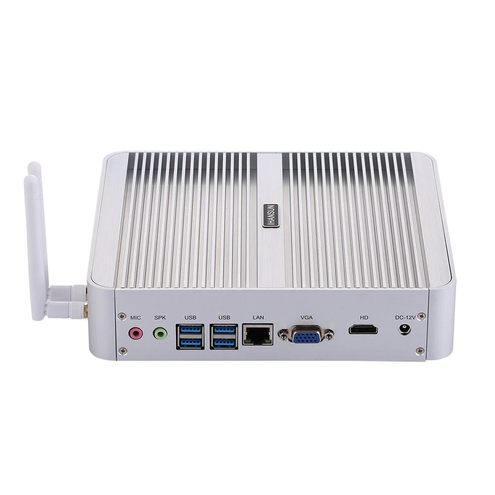 Безвентиляторный мини ПК Intel Quad Core I5 8250U Windows 10/Ubuntu серебристый [HUNSN BM07L]