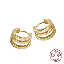 New Arrival 925 Silver Multi-layer Hoop Earrings Gold color For Women Small Hollow Round Circle Earring Jewelry gift zk40