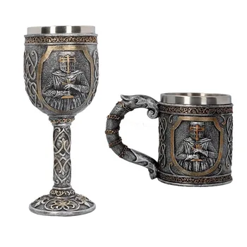 

3D Relief Skull Hold Sword Knights Game Of Thrones Medieval Stainless Steel TEA Beer Stein Mug Goblet Cup Bar Club Wine Glass