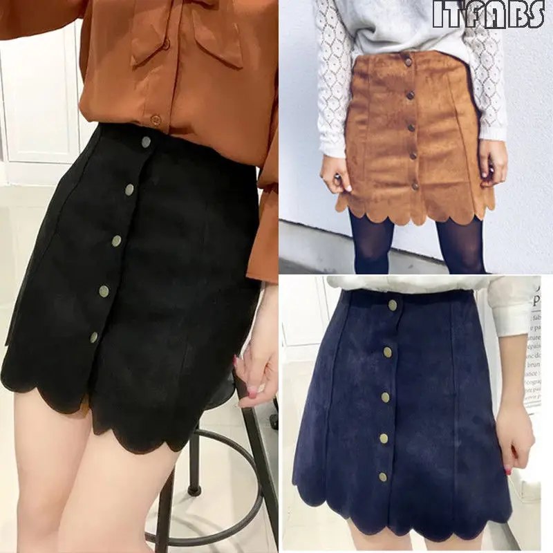 New Autumn Women Elastic Pleated Wavy edge Skirt High Waist Bodycon