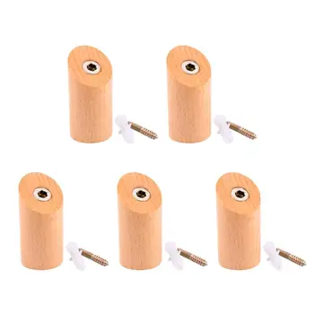 

5 PCS Wood Wall Wooden Cylinder Shaped Hanger Wall Hooks Coat Hanger Wall Organizer Hangers Home Decoration (Black Beech)