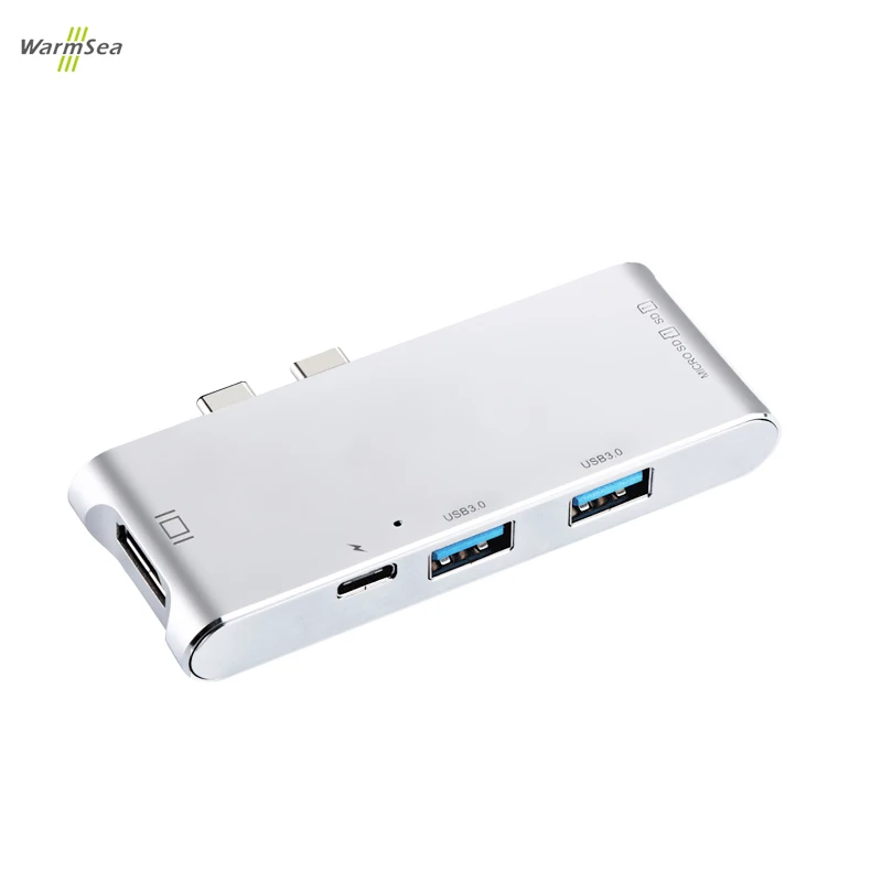 

USB C HUB Thunderbolt 3 Dock with HDMI 4K 2 USB 3.0 SD TF Card for Macbook Pro