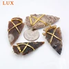 Copper Wire Wrapped Raw Natural Jaspers Arrowhead Charm, Agate Arrow Pendants, Boho Jewelry Making 3