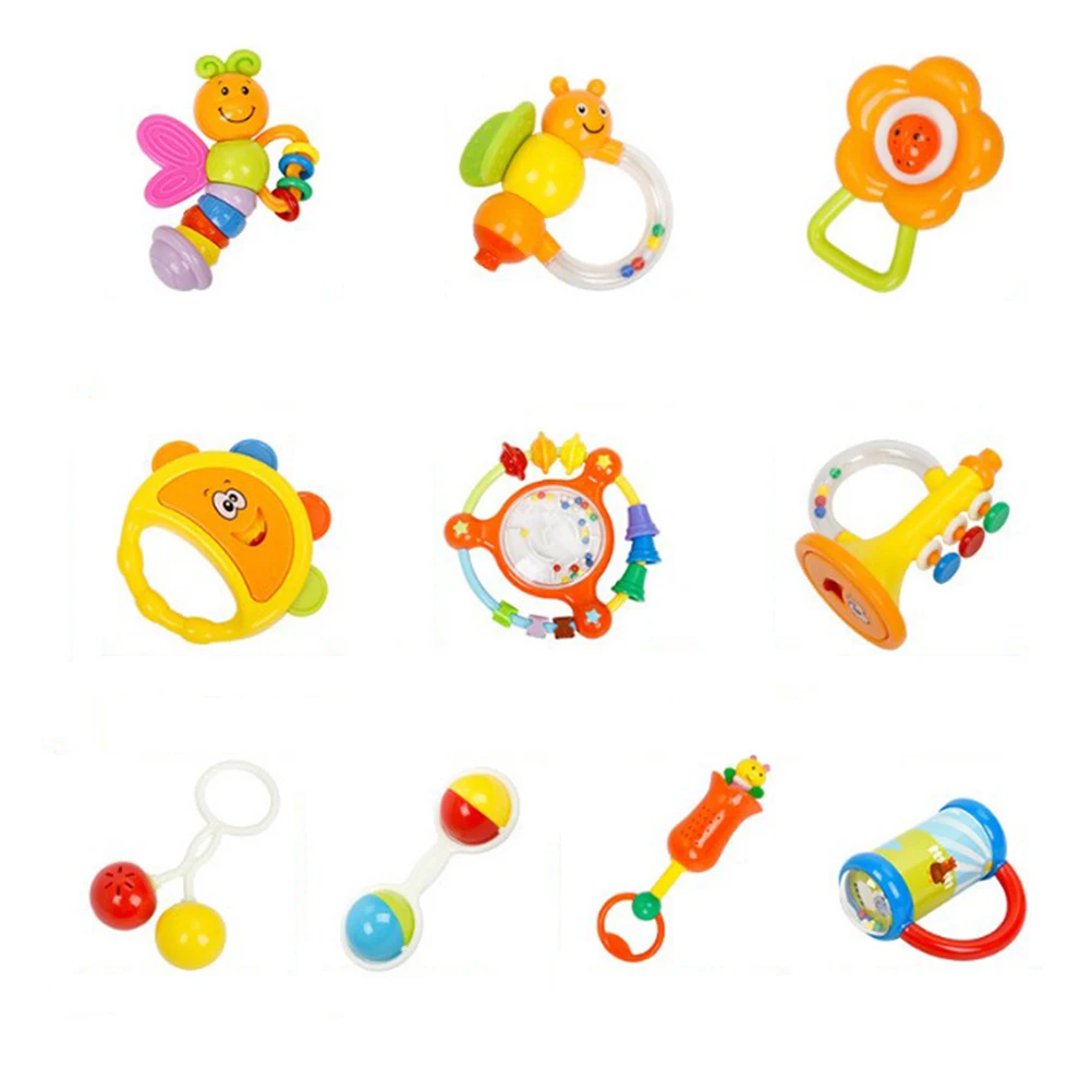 

10pcs Baby Rattles Teether Set Bbaby Toy Adorable Hand Bell Toys Rattle Dolls Gifts for Infants