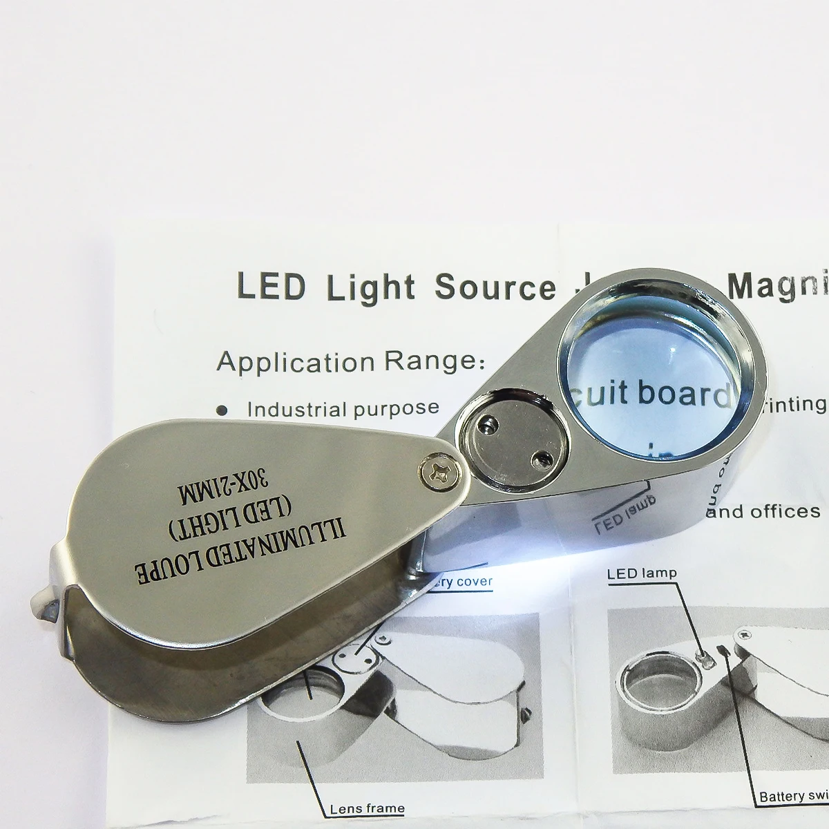 30X LED Ювелирная Лупа увеличительное мини складное карманное Стекло ювелирные